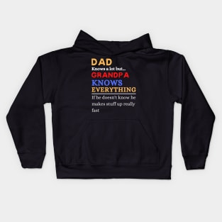 Dad Knows A Lot But Grandpa Knows Everything If He Doen’t Know He Makes Stuff Up Really Fast Kids Hoodie